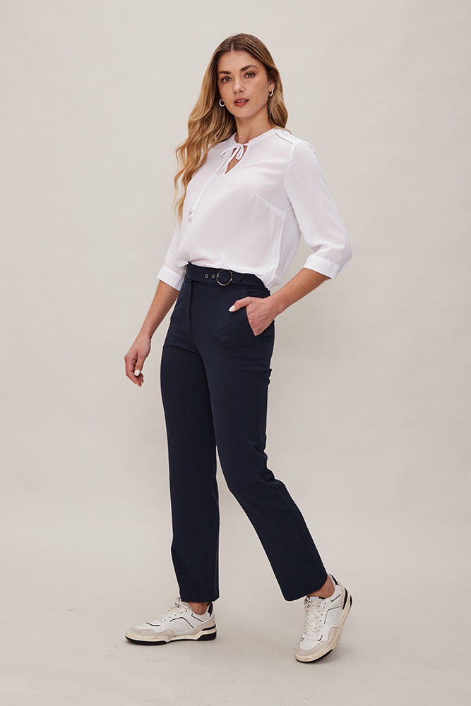 Pantalon Formal Liso Hebilla Pretina Ash