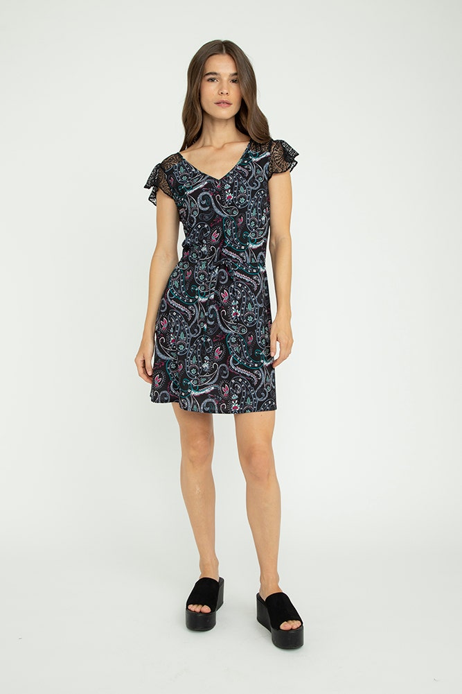 VESTIDO PRINT CON ENCAJE