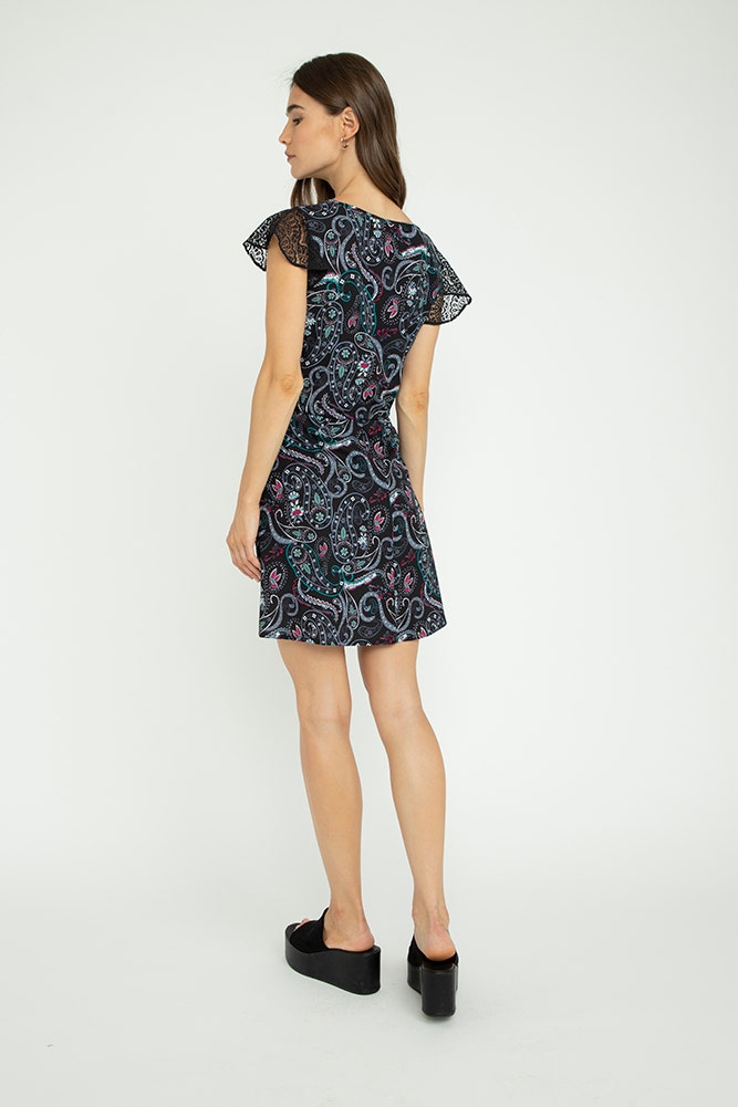 VESTIDO PRINT CON ENCAJE