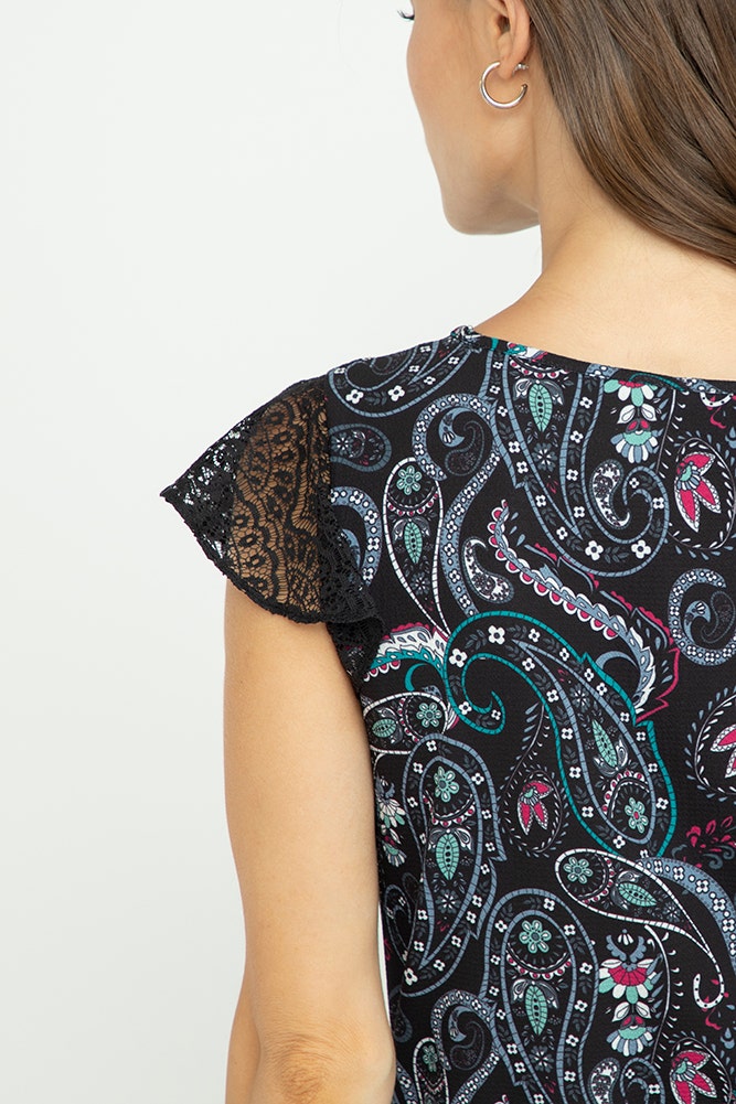 VESTIDO PRINT CON ENCAJE