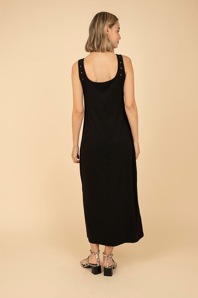 VESTIDO LARGO DE RIB Y TIRANTE ANCHO