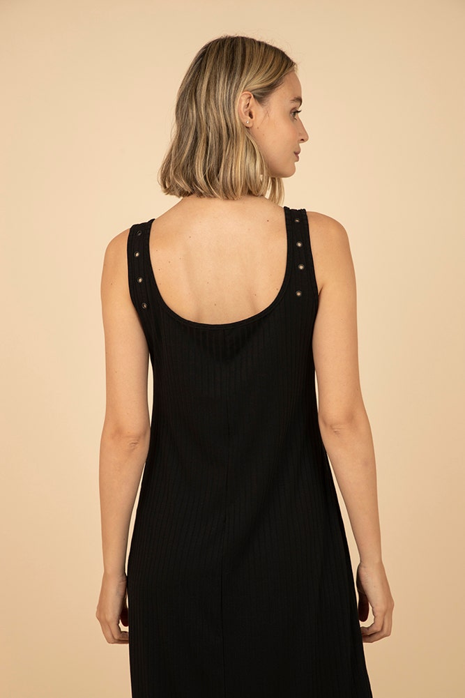 VESTIDO LARGO DE RIB Y TIRANTE ANCHO