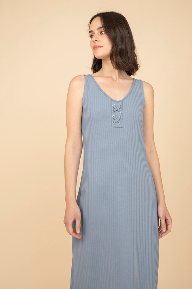 VESTIDO LISO ELASTICADO RIB