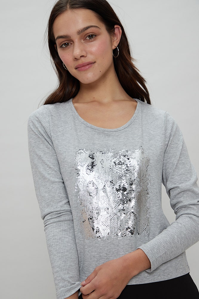 POLERA RIB ESTAMPADA 