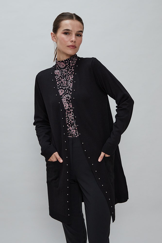CARDIGAN CON BOLSILLO DE GAMUZA 