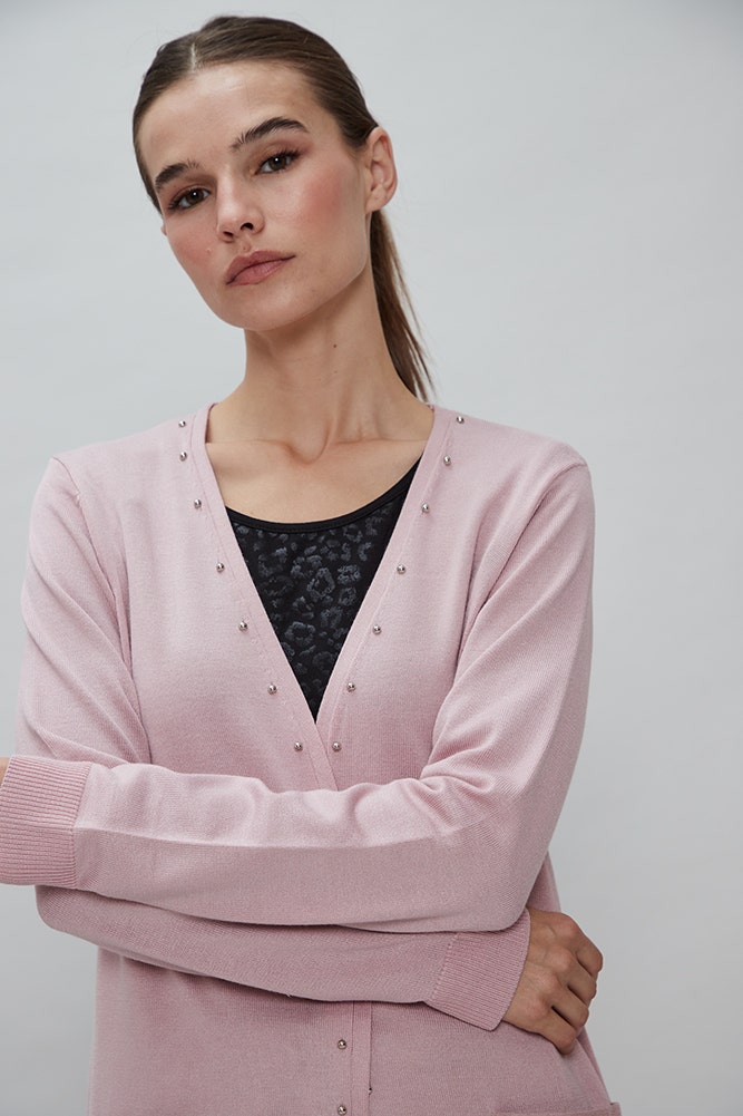 CARDIGAN CON BOLSILLO DE GAMUZA