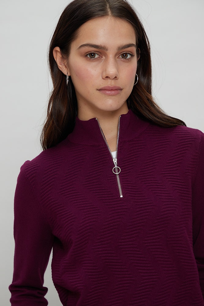 SWEATER CUELLO ALTO CON CIERRE