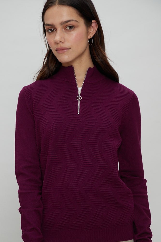 SWEATER CUELLO ALTO CON CIERRE