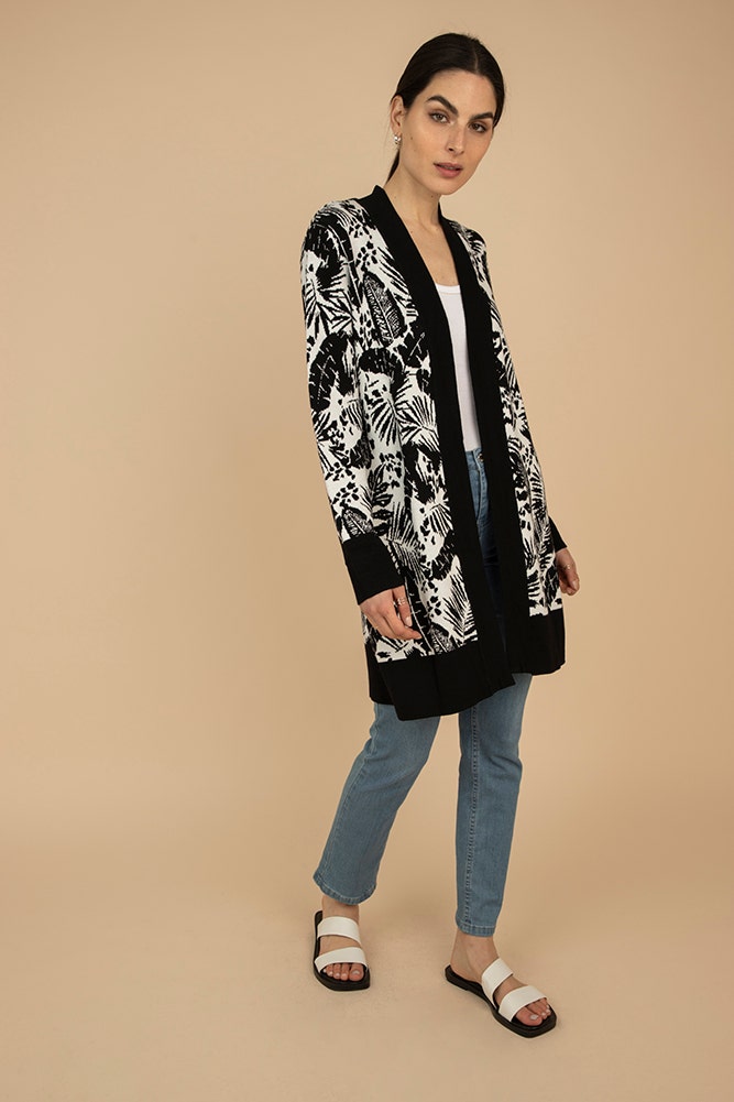 CARDIGAN ABIERTO BLANCO Y NEGRO