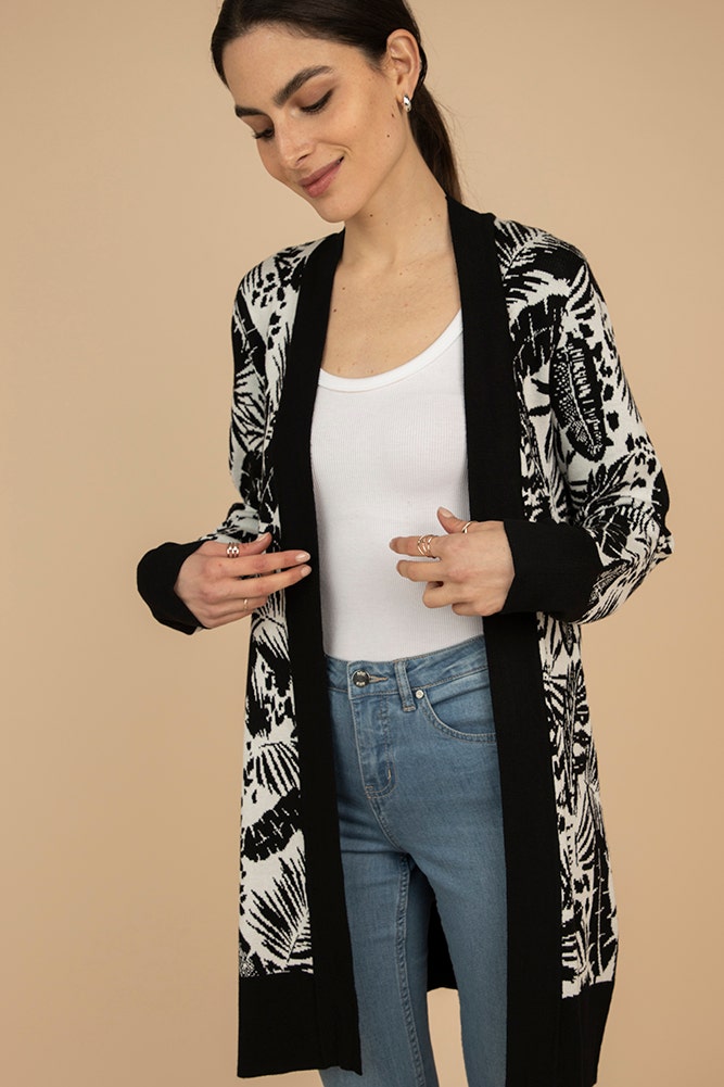 CARDIGAN ABIERTO BLANCO Y NEGRO